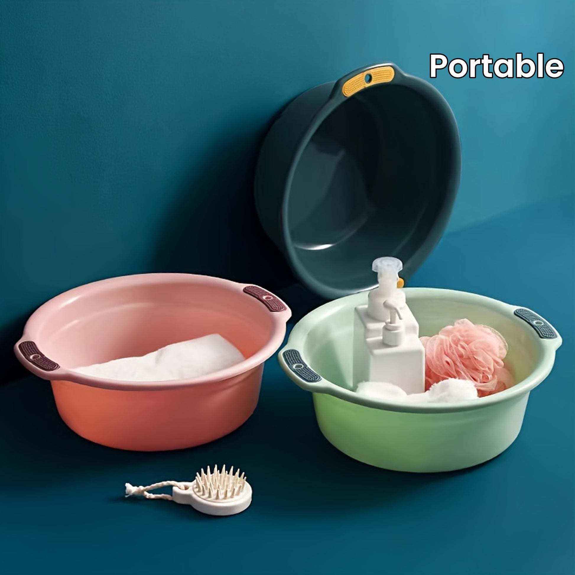 1pc, Wash Basin, Plastic Washbasin, Thickened Wash Basin, Household Wash Basin, Dormitory Basin, Dormitory Washbasin, Portable Footbath, Outdoor Portable Basin For Washing Feet, Basin For Home Outdoor Dorm, Back To School Supplies