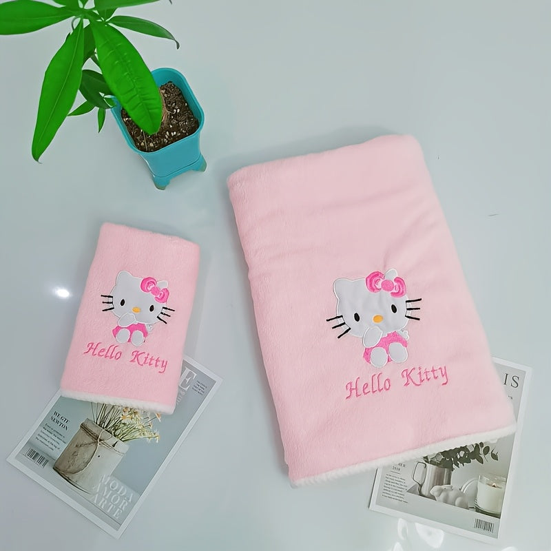 Sanrio for hello kitty Bath Towels - Soft, Absorbent, Quick-Dry Polyester Towels with Cute Cat Design, Perfect for Home, Hotel, RV, Outdoor Activities, Camping Essentials | Playful Design | Durable Towel
