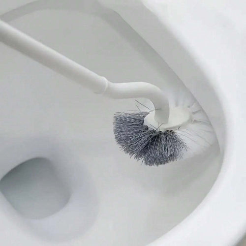 1 Ergonomic C-Shaped Long Handle Toilet Brush - Manual Deep Clean for Bathroom, Kitchen, Bedroom, Car - Reusable, Portable, No Power Required, with Groove Cleaning Head