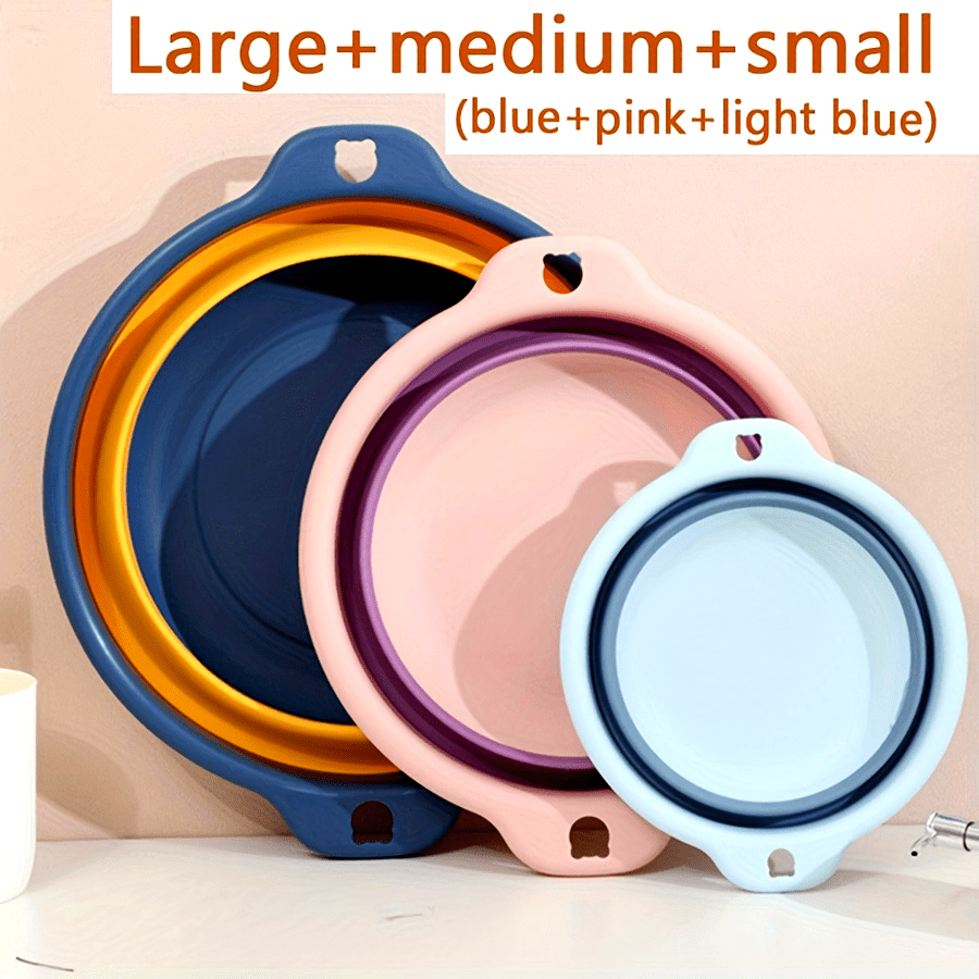 1\u002F3pcs Foldable Face Basin, Outdoor Travel Portable Plastic Basin, Student Dormitory Foot Wash Basin