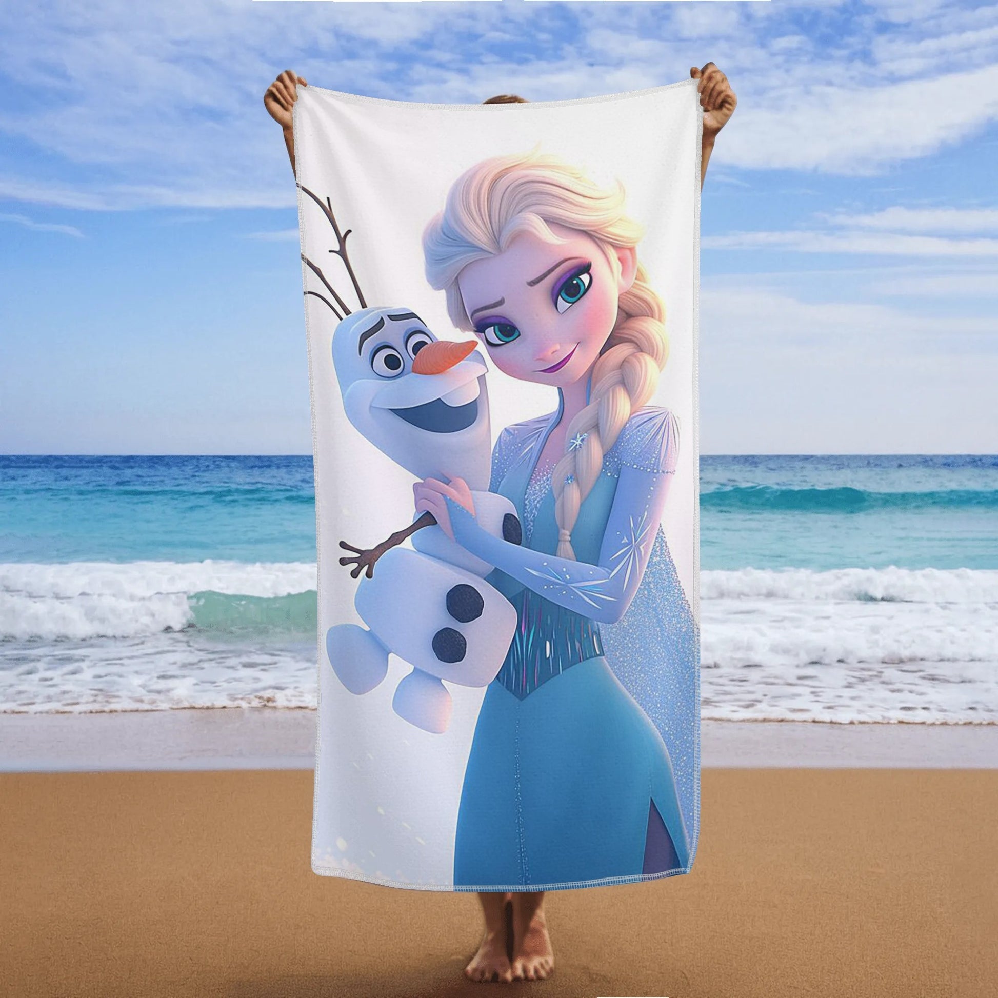 Frozen Elsa Princess Print Fashion Quick-Dry Bath Towel Absorbent Rectangular Beach Towel Soft Polyester Bath Mat Suitable for Yoga Travel Swimming Fitness and Camping Towel Accessories