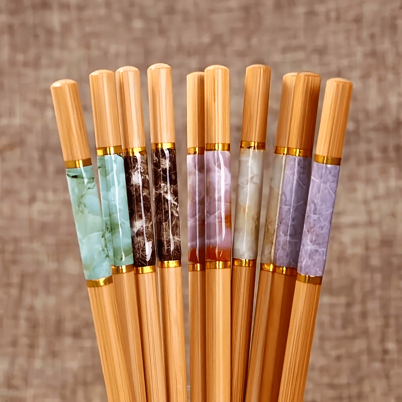 Five Pairs of Bamboo Printed Chopsticks, Consumable Chopsticks, Tableware, Kitchen Supplies, Suitable for Restaurants Happy Eid Al-Fitr