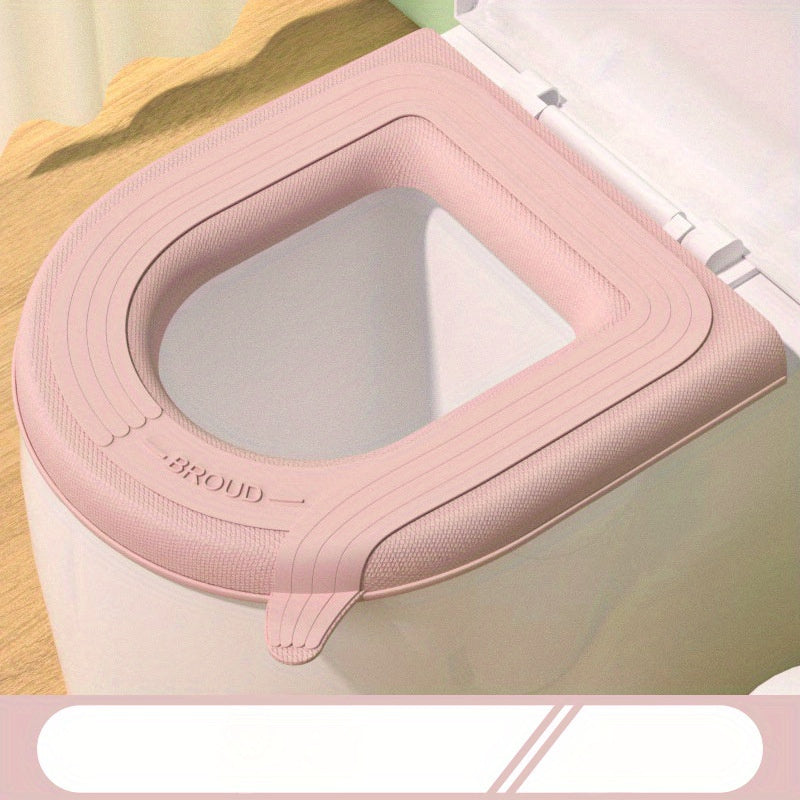 Mint Green Toilet Seat Cover Warmer - Soft, Scrubbable Cushion with Ribbed Texture & Handles for Easy Installation, Comfortable Fit, and Enhanced Hygiene, Toilet Seat Cushion
