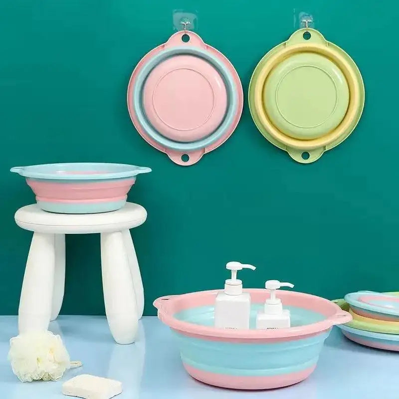 Compact Foldable Plastic Travel Bathroom Sink Set with Soap Dispenser - Portable Wall-Mounted Washing Station for Camping, Outdoor Activities, and Home Use, Camping Essentials|Minimalist Bathroom Set|Durable Plastic Material