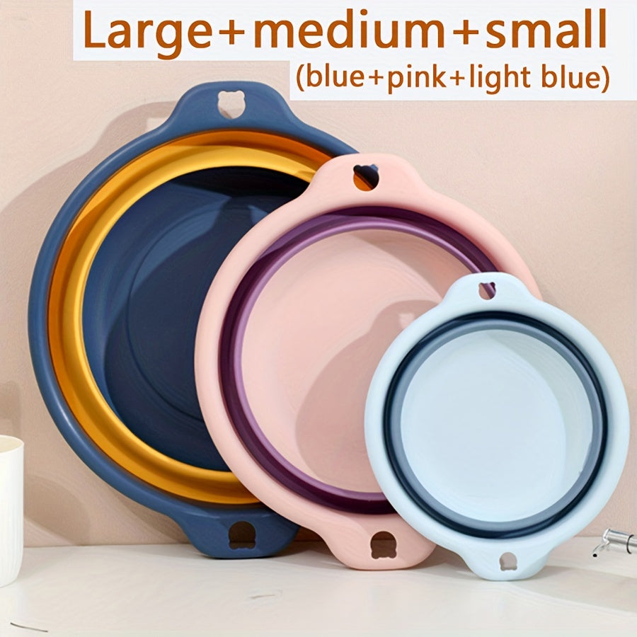 1\u002F3pcs Foldable Face Basin, Outdoor Travel Portable Plastic Basin, Student Dormitory Foot Wash Basin