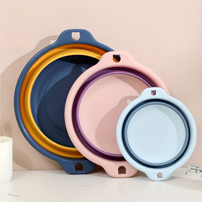 1\u002F3pcs Foldable Face Basin, Outdoor Travel Portable Plastic Basin, Student Dormitory Foot Wash Basin