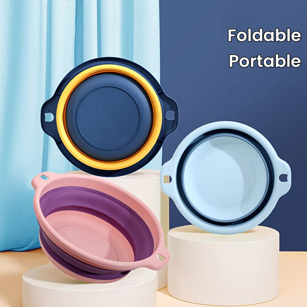 1\u002F3pcs Foldable Face Basin, Outdoor Travel Portable Plastic Basin, Student Dormitory Foot Wash Basin