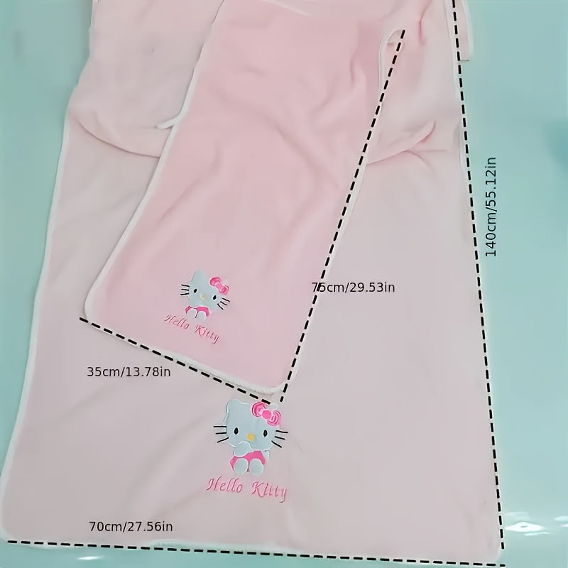 Sanrio for hello kitty Bath Towels - Soft, Absorbent, Quick-Dry Polyester Towels with Cute Cat Design, Perfect for Home, Hotel, RV, Outdoor Activities, Camping Essentials | Playful Design | Durable Towel