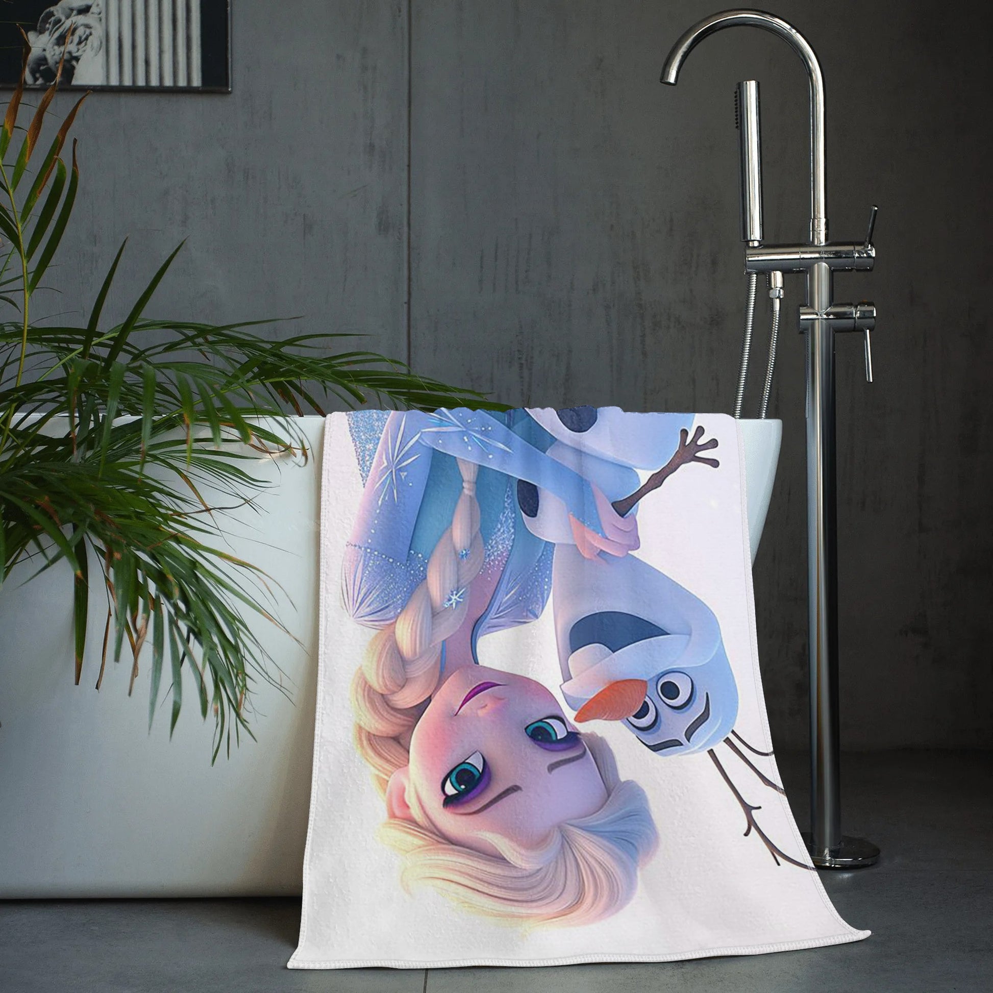 Frozen Elsa Princess Print Fashion Quick-Dry Bath Towel Absorbent Rectangular Beach Towel Soft Polyester Bath Mat Suitable for Yoga Travel Swimming Fitness and Camping Towel Accessories