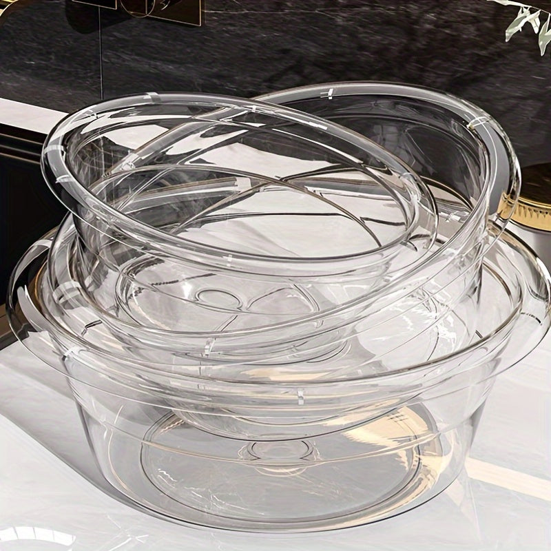 1pcs Luxury Style Student Dormitory Wash Basin, High Aesthetic Plastic Washing and Foot Basin, Simple Transparent Plastic Hair Washing Basin, No Electricity Required