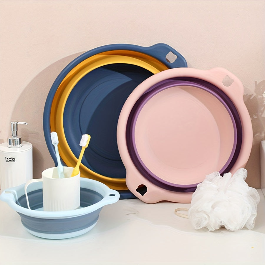 1\u002F3pcs Foldable Face Basin, Outdoor Travel Portable Plastic Basin, Student Dormitory Foot Wash Basin