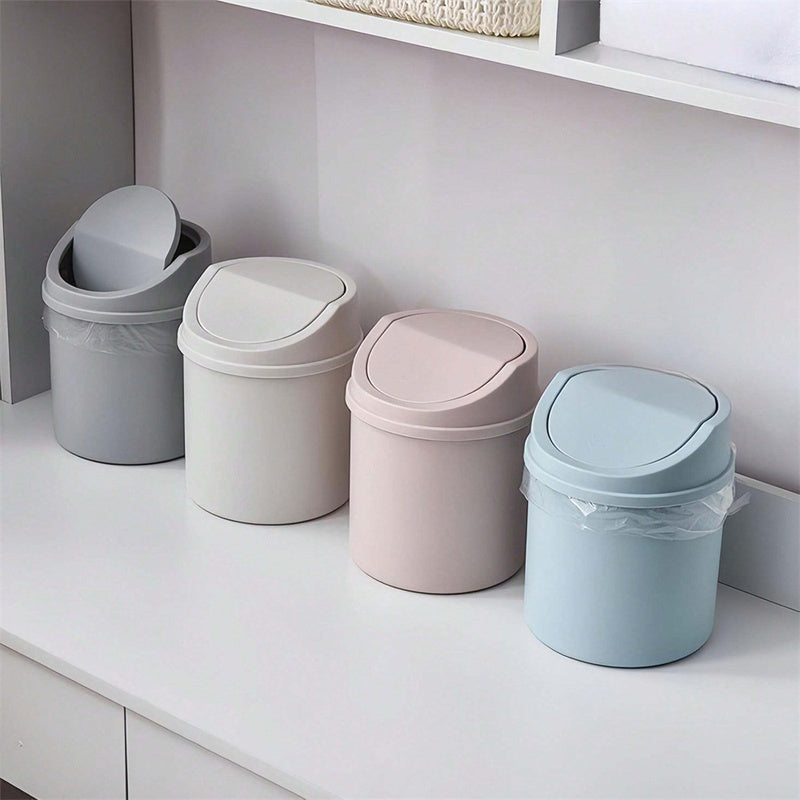 Compact Portable Flip-Top Desktop Trash Can - Space-Saving, Easy-to-Clean Mini Waste Bin with Cute Rabbit & Floral Design, Durable PP Material, Ideal for Home and Office Use, Office Trash Ca