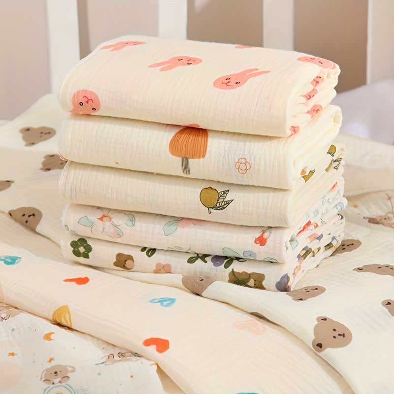 1pc 2-layer Gauze Bath Towel, Cute Cartoon Bath Towel, Animal Pattern Bath Towel, Christmas Halloween Thanksgiving Day Easter New Year Gift