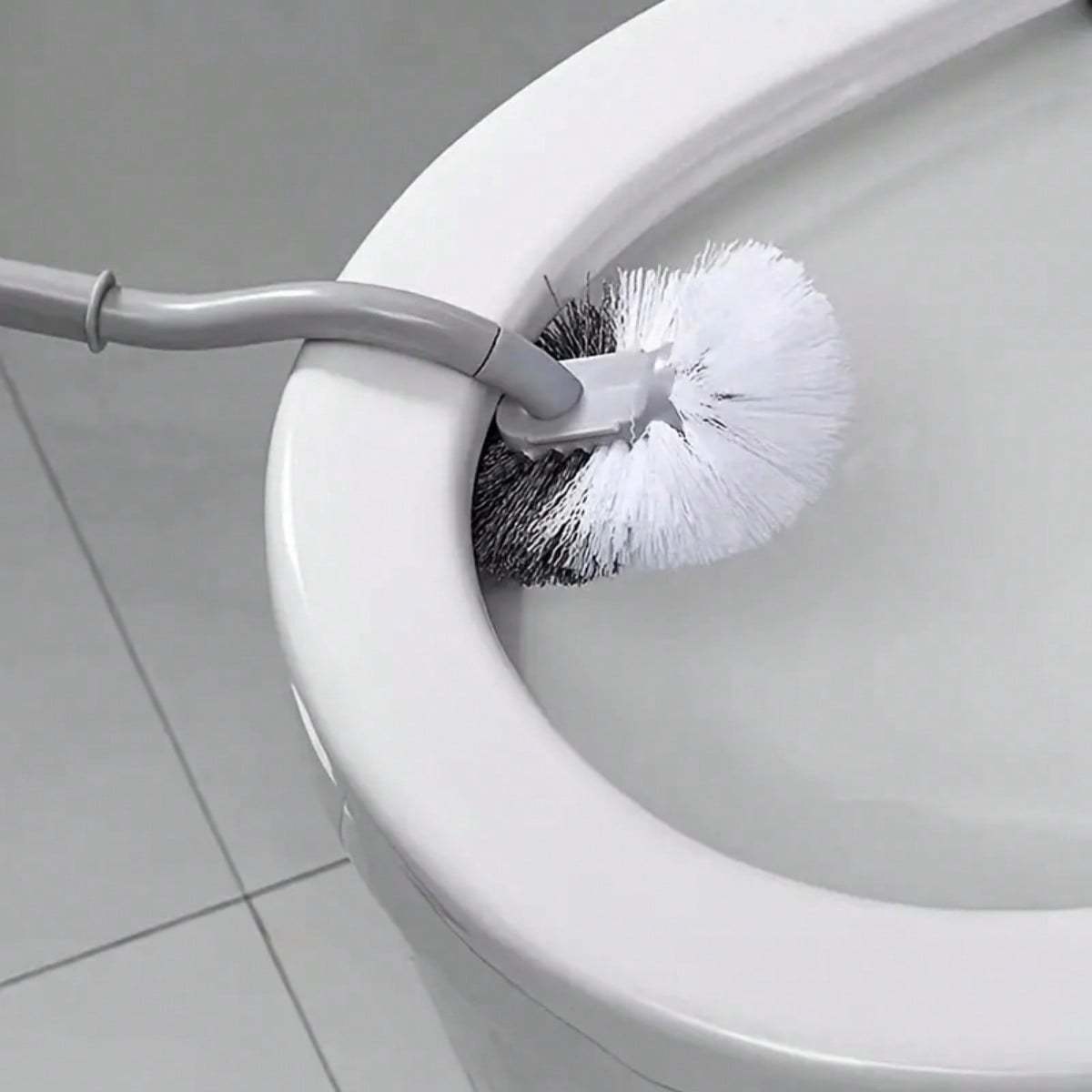 1 Ergonomic C-Shaped Long Handle Toilet Brush - Manual Deep Clean for Bathroom, Kitchen, Bedroom, Car - Reusable, Portable, No Power Required, with Groove Cleaning Head