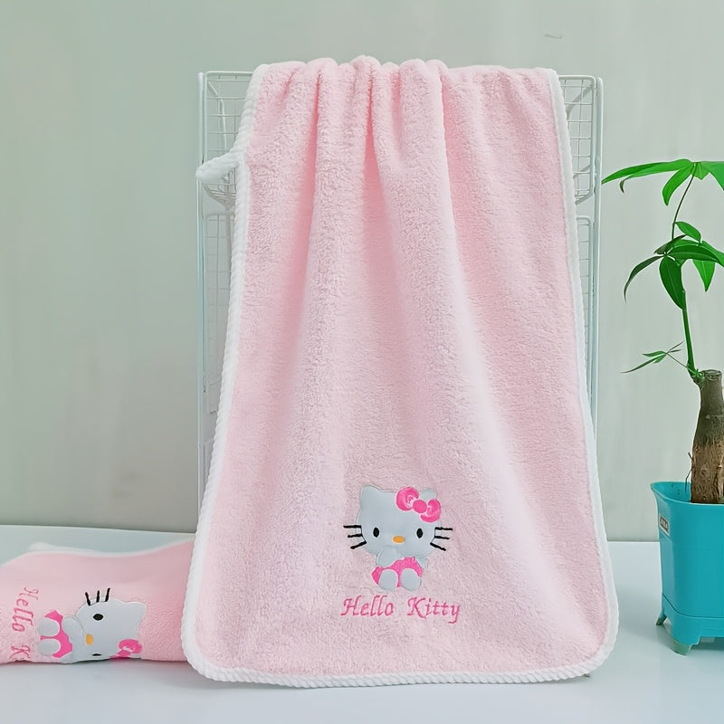 Sanrio for hello kitty Bath Towels - Soft, Absorbent, Quick-Dry Polyester Towels with Cute Cat Design, Perfect for Home, Hotel, RV, Outdoor Activities, Camping Essentials | Playful Design | Durable Towel
