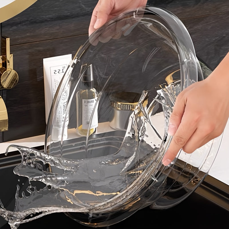 1pcs Luxury Style Student Dormitory Wash Basin, High Aesthetic Plastic Washing and Foot Basin, Simple Transparent Plastic Hair Washing Basin, No Electricity Required