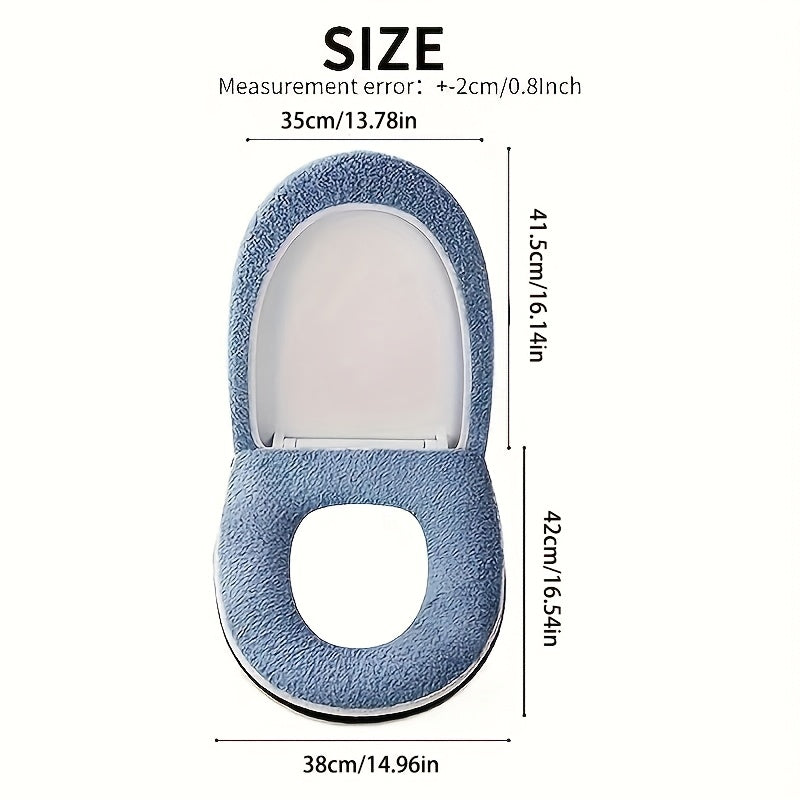 Universal Fit Winter Thickened Double Set Toilet Seat Cushion with Zipper, Soft Firmness, Waterproof Bathroom Pad with Handle, Machine Washable, No Electricity Needed, Home Use