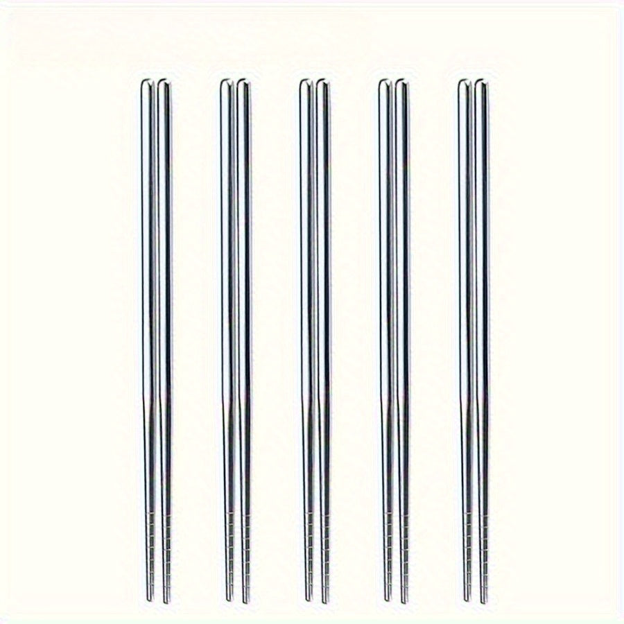 10pcs Stainless Steel Chopsticks Set - Reusable, Durable for Sushi & Chinese Cuisine - Perfect for Restaurants & Home Kitchens