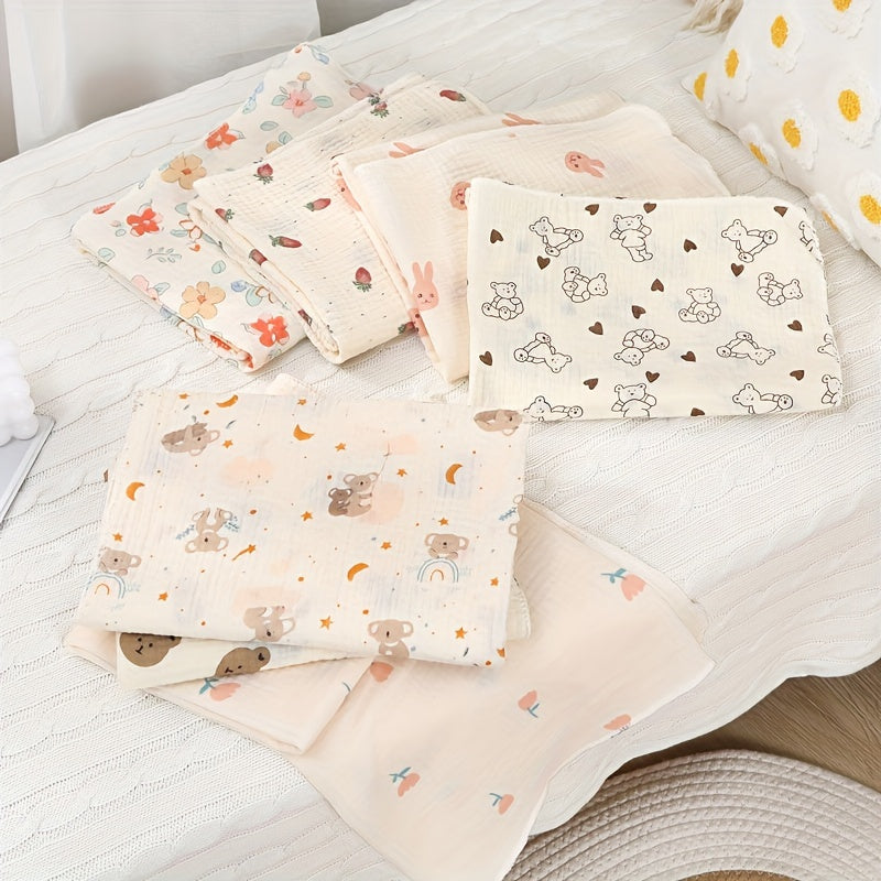 1pc 2-layer Gauze Bath Towel, Cute Cartoon Bath Towel, Animal Pattern Bath Towel, Christmas Halloween Thanksgiving Day Easter New Year Gift